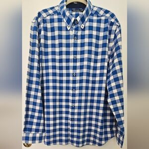 NAUTICA Mens Long Sleeve Button Down Front Shirt Blue White Plaid Size XXL-3XL